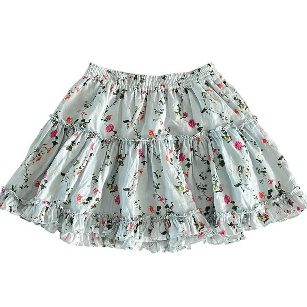 Hill House Floral Linen Ruffle Mini Skirt